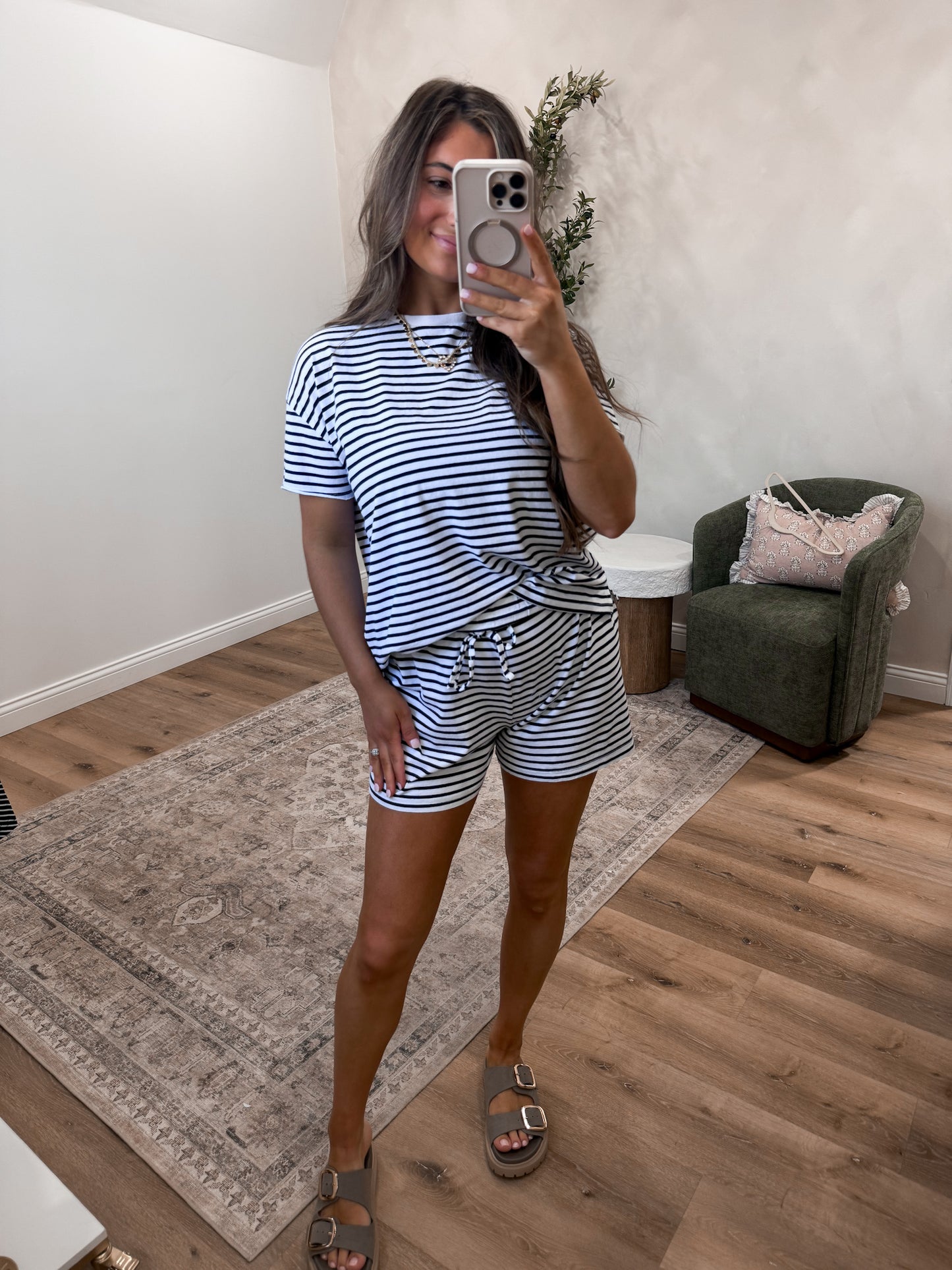 Soft Wash Striped Set - white/navy