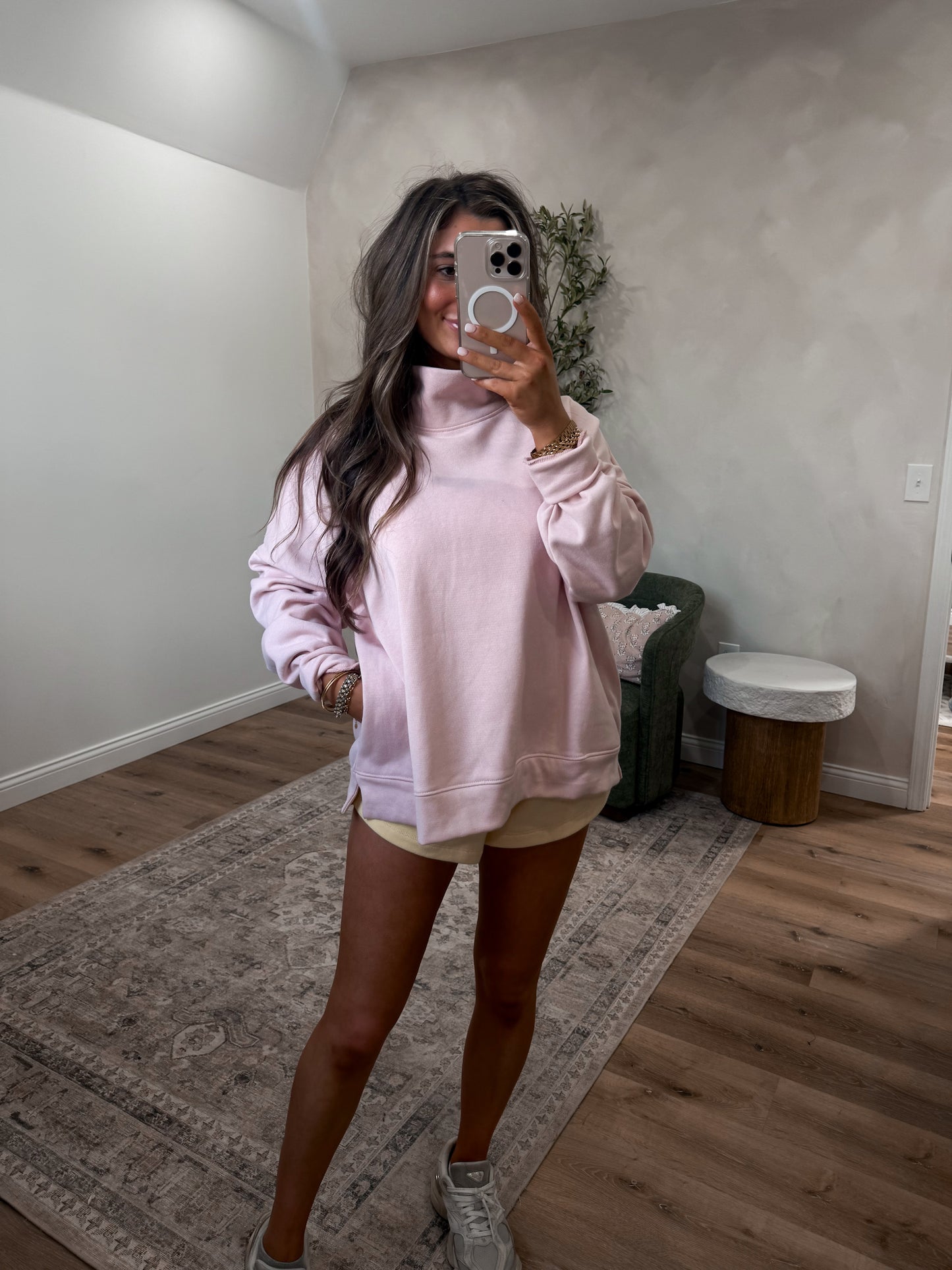 CozyFlex mockneck pullover - blush pink