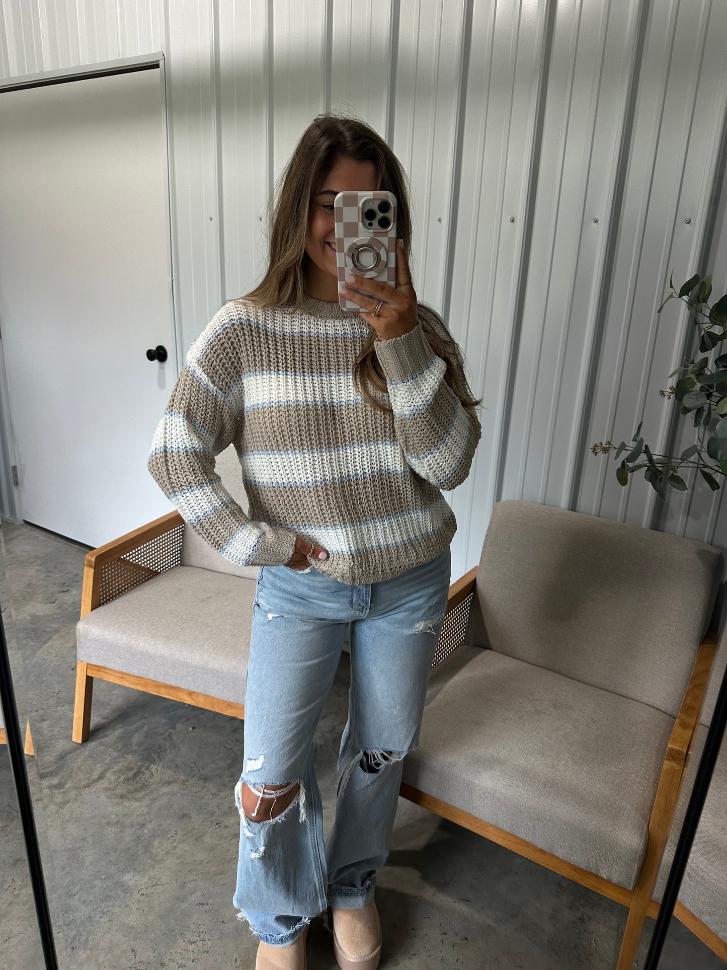 Natalie Neutral Striped Sweater