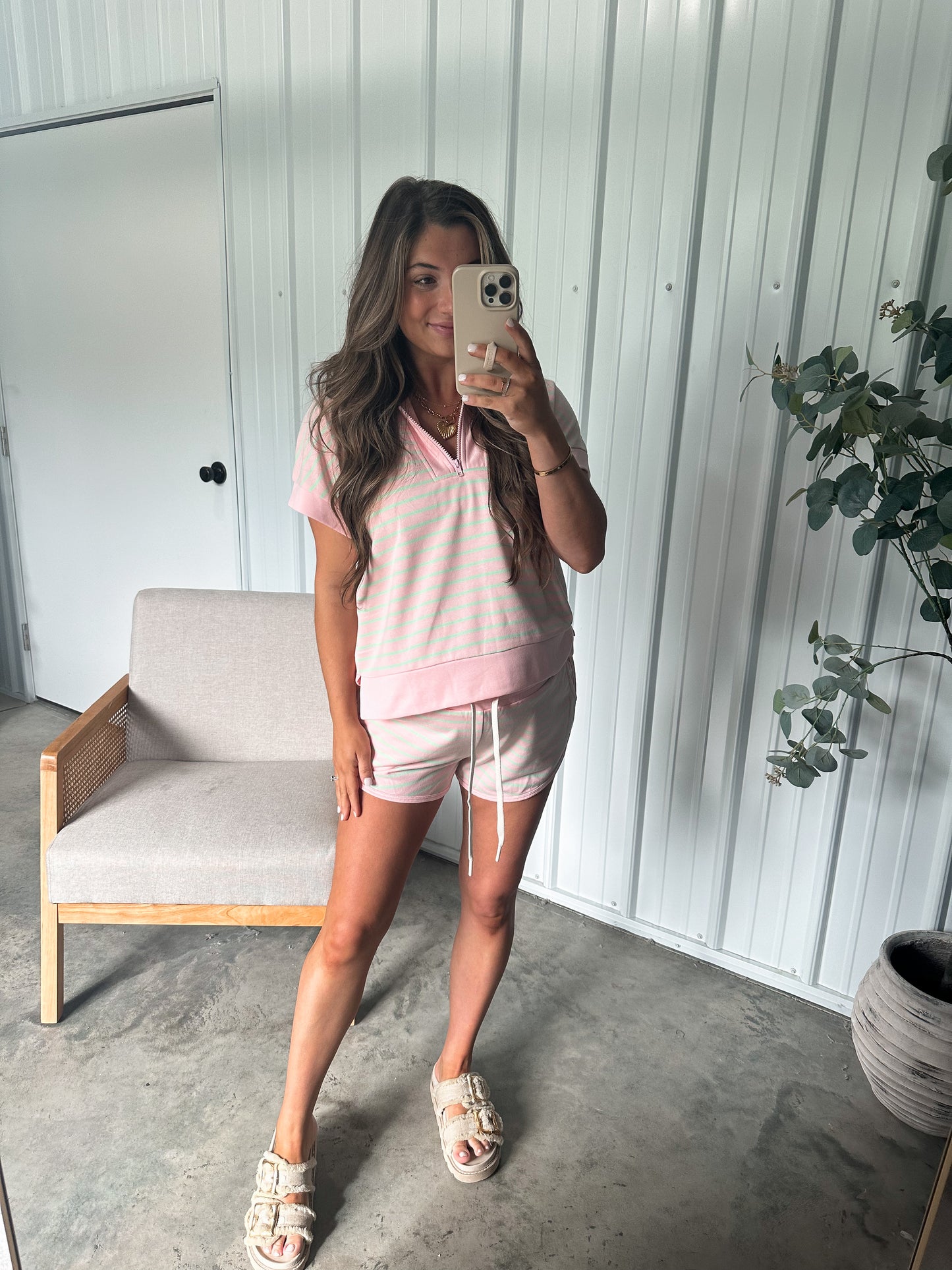 Pink Sherbet Striped Set- Green/Pink