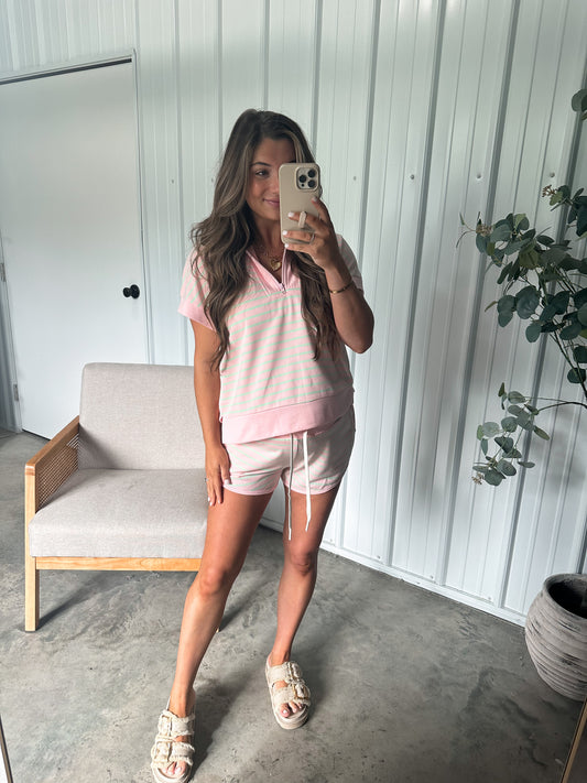 Pink Sherbet Striped Set- Green/Pink