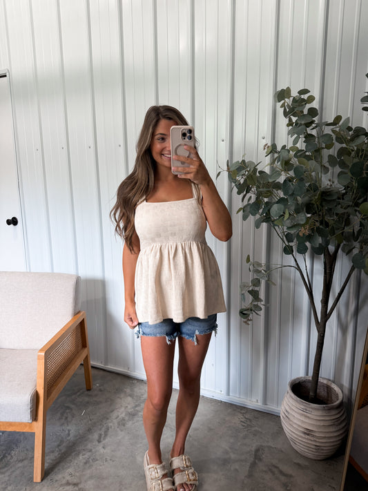 Trinity Textured Peplum Tanks- 2 colors