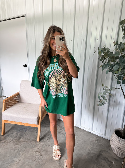Dreamer 1972 Leopard Tee- Green