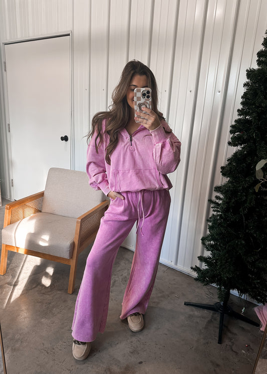 Acid Wash Fleece Lounge pants - Mauve