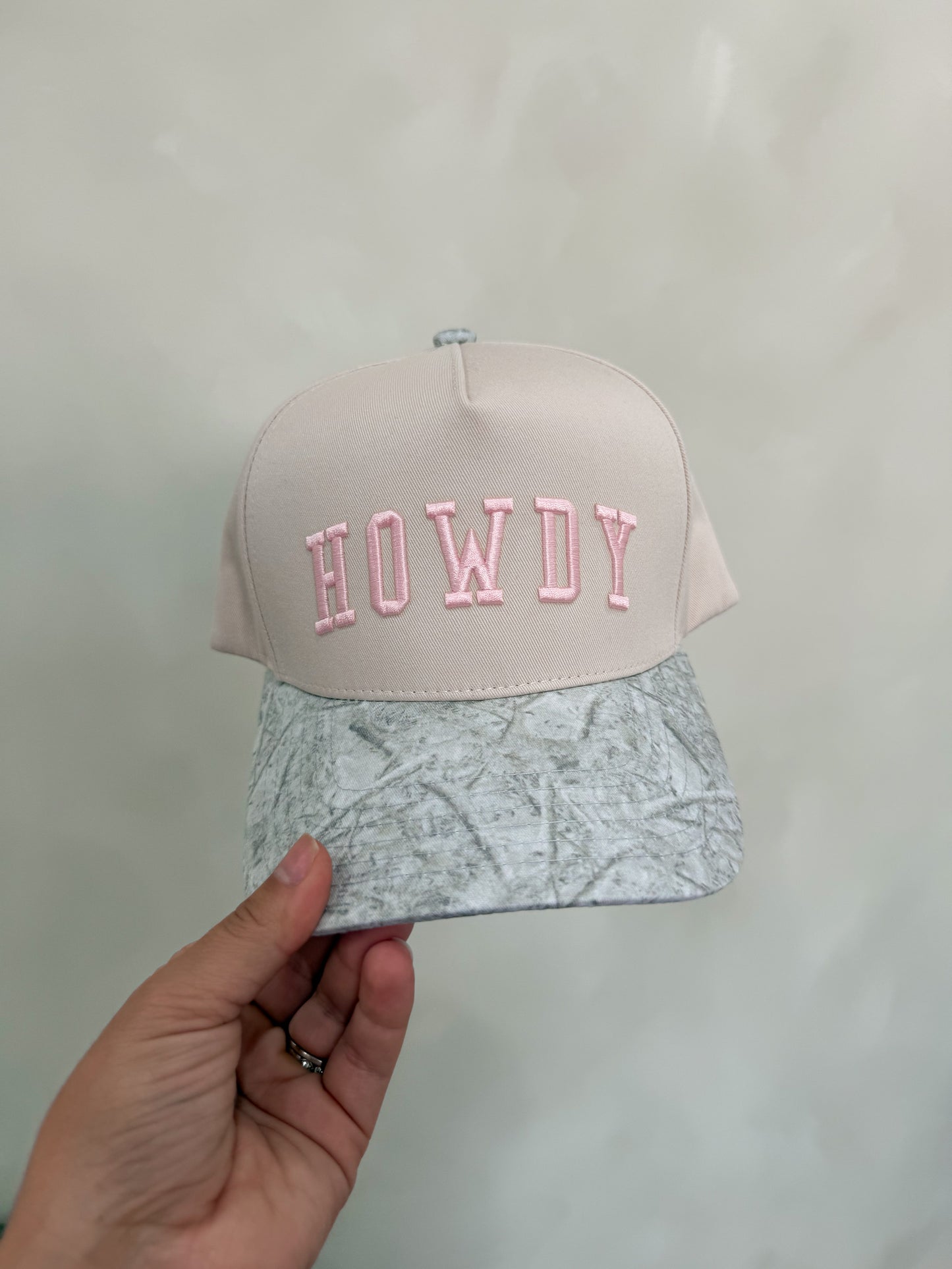 Howdy Embroidered Trucker Hat - white camo