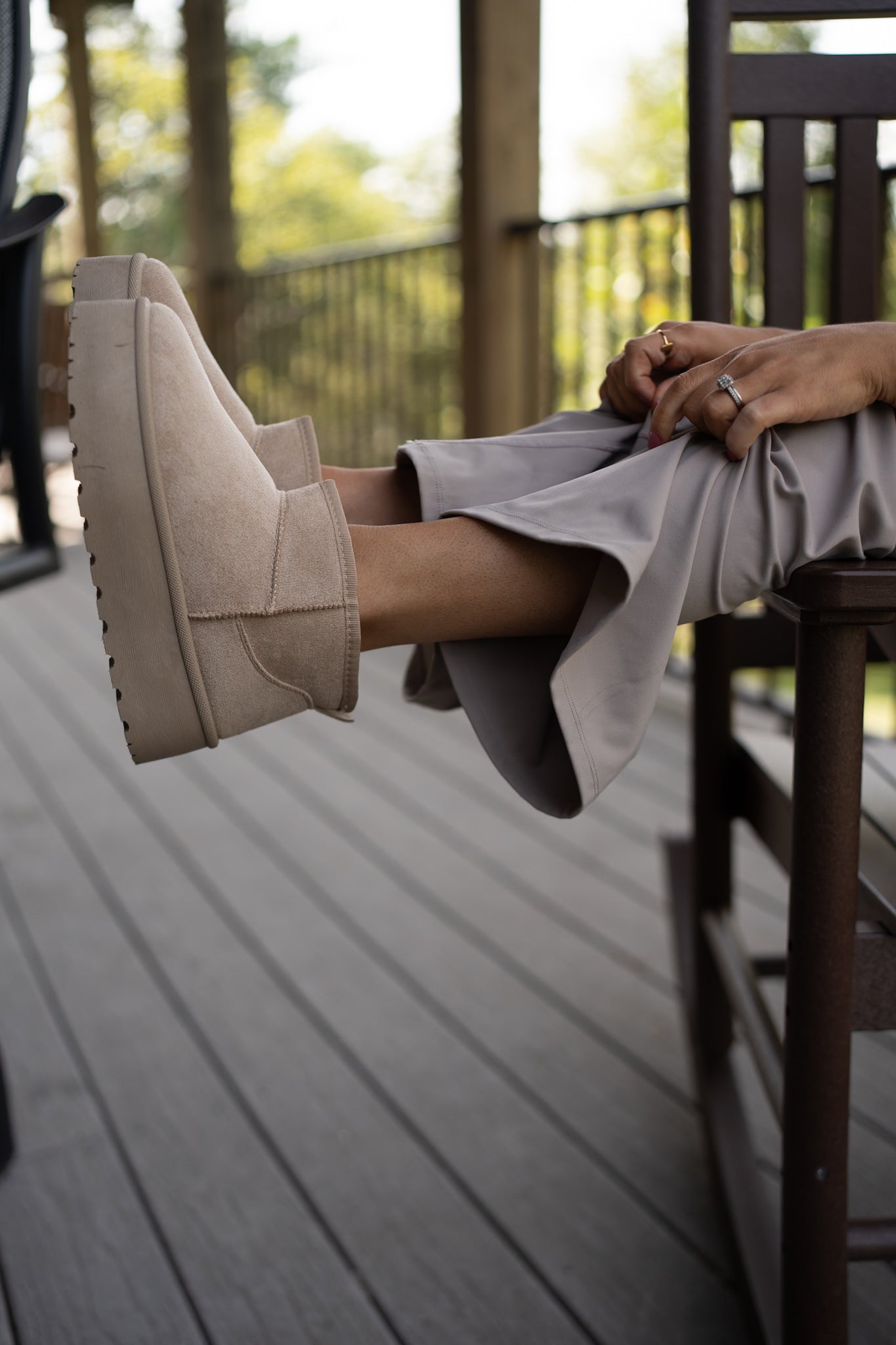 Chunky Platform, Slip On Fur Ankle Boots
