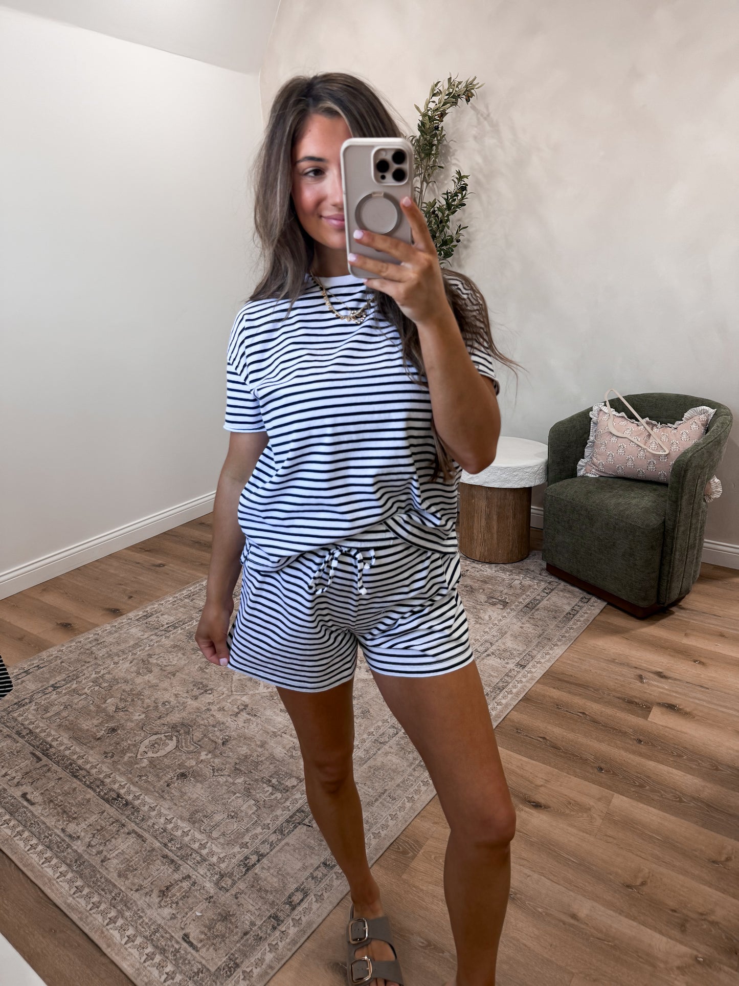 Soft Wash Striped Set - white/navy