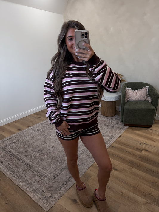 Striped Cozy Set - light pink multi