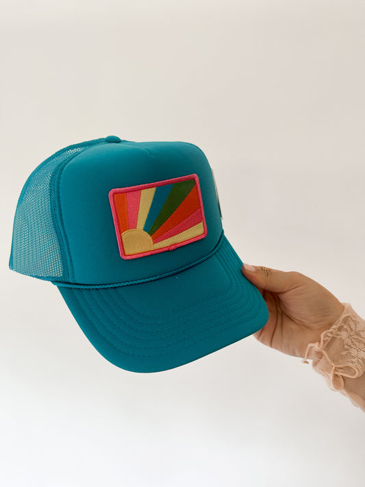 Sunshine Teal Foam Trucker Hat