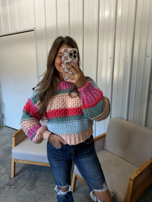 Peachy Multi Striped Knit Sweater