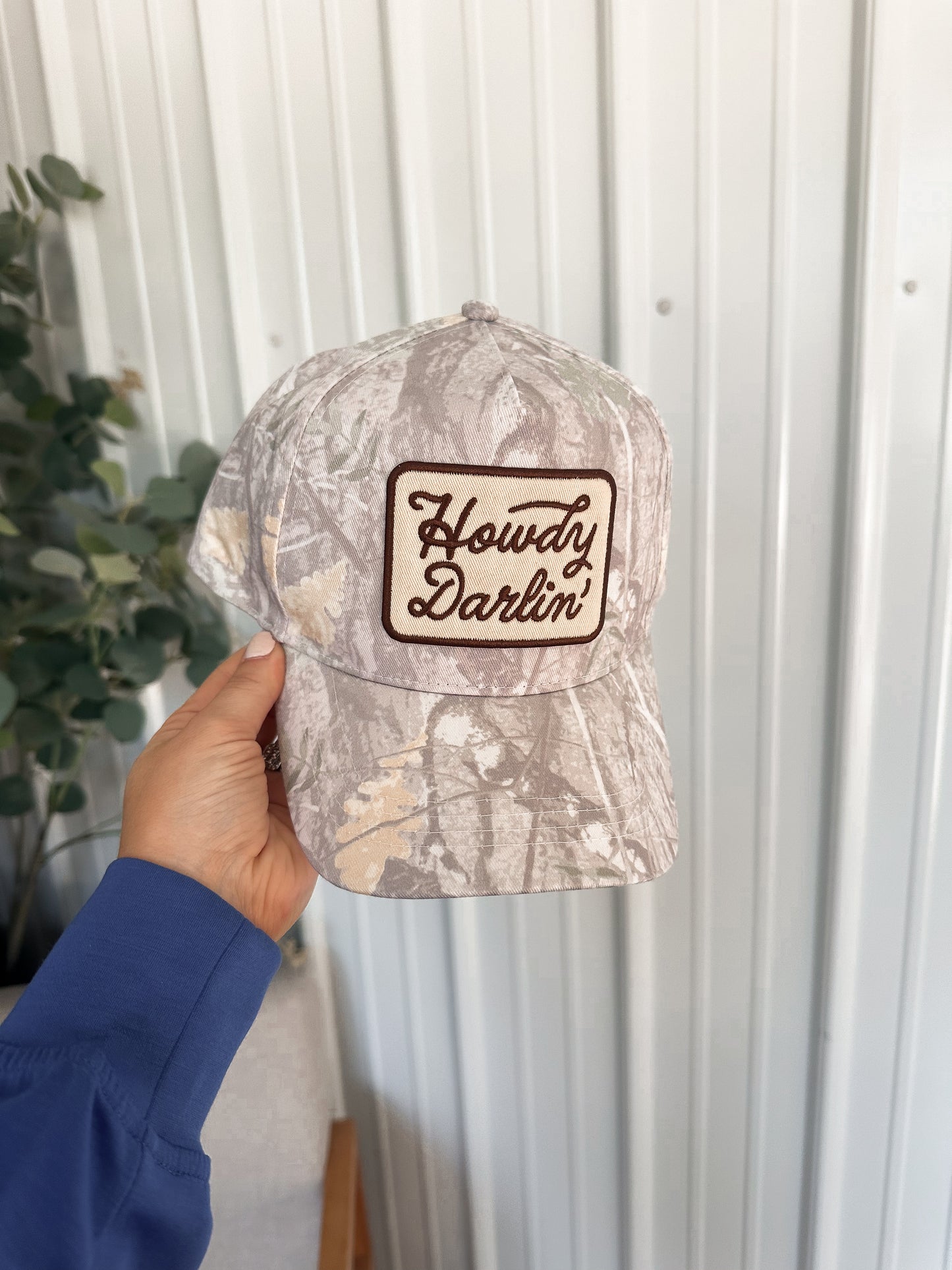 Howdy Darlin Embroidered Patch Camo Trucker Hat - RESTOCK!