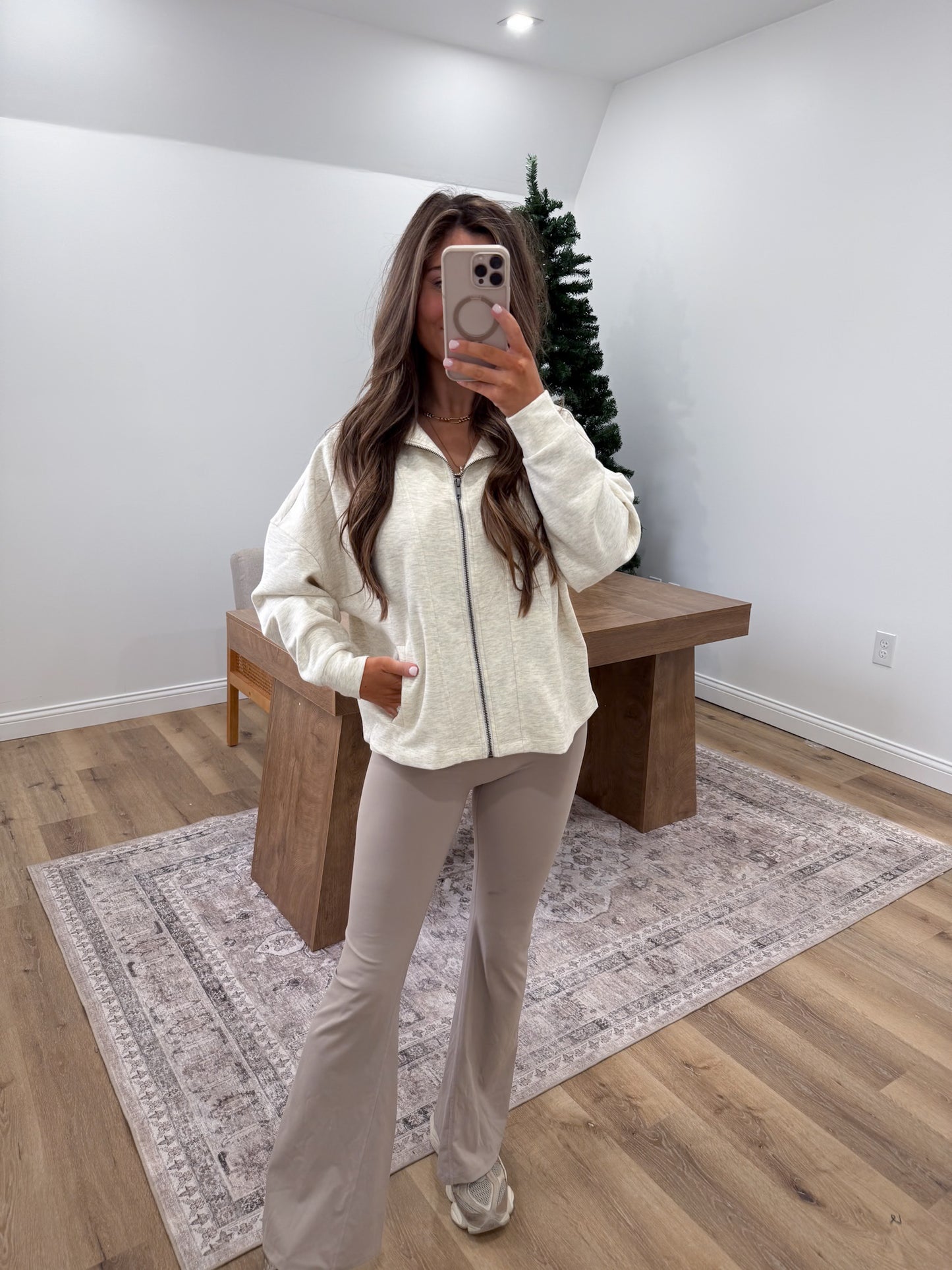 Scuba Full Zip Jacket- Heather Vanilla DOORBUSTER