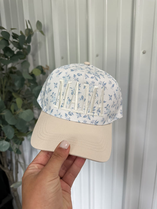 MAMA Floral Snapback- white/Beige