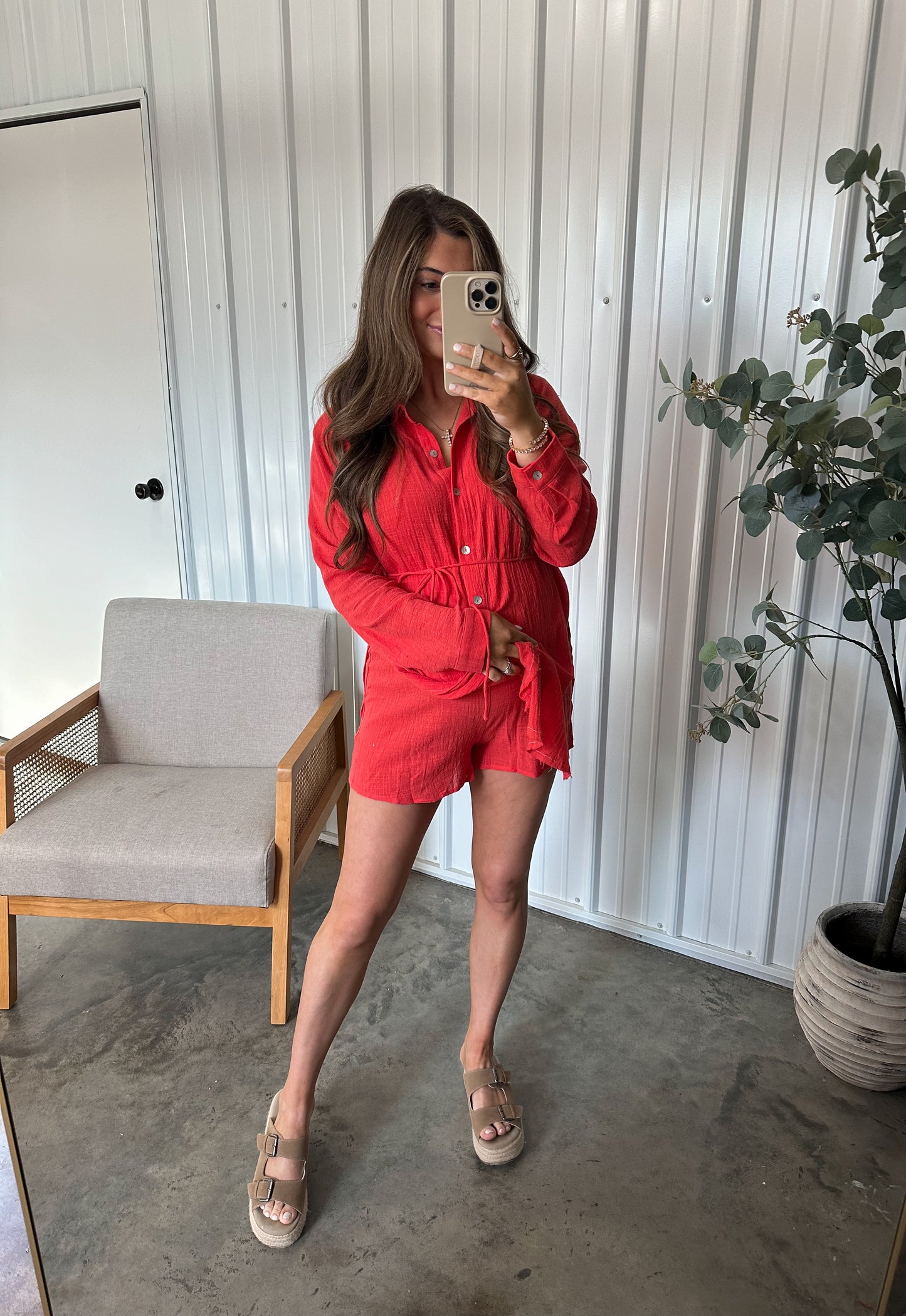 Coral Red Romper Dress - Restock!