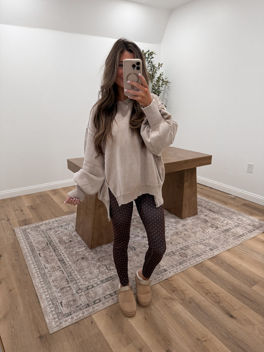 Washed expose seam Pullover- Ash Mocha