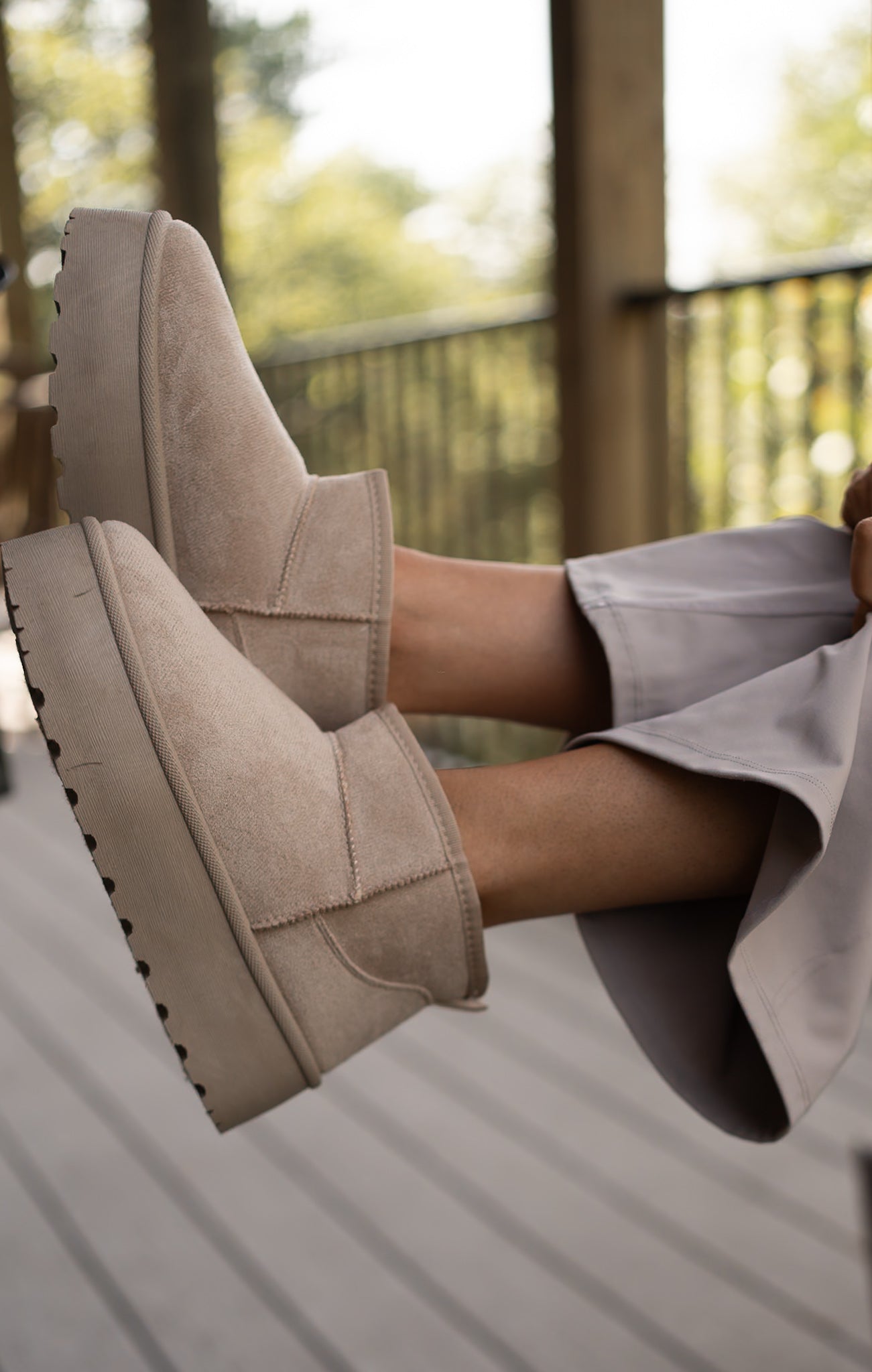 Chunky Platform, Slip On Fur Ankle Boots