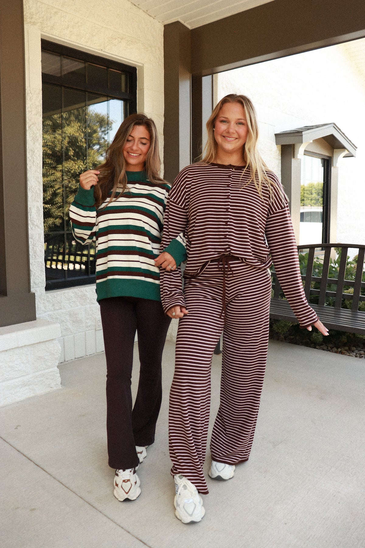 In My Element Striped Lounge Set - brown/pink