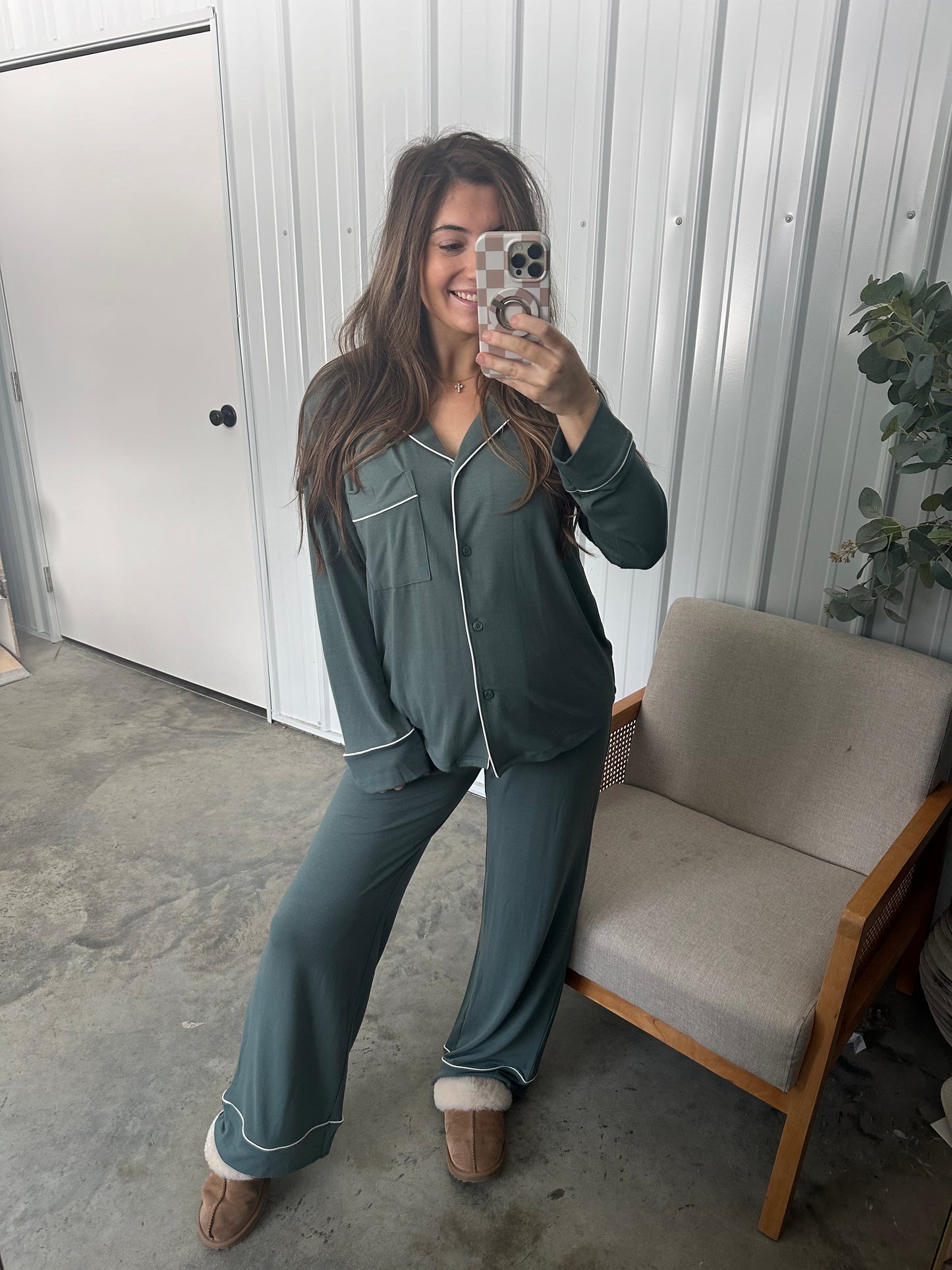 Rayon PJ Set - Ash Jade