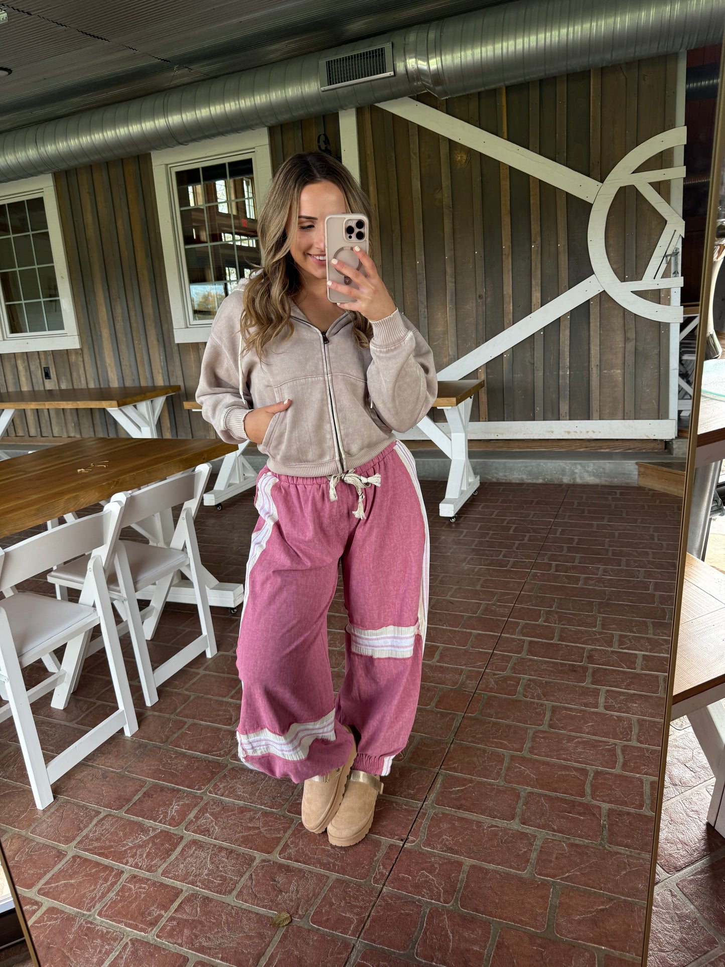 Vintage Barrel Joggers- berry