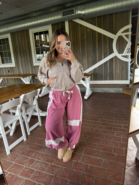 Vintage Barrel Joggers- berry