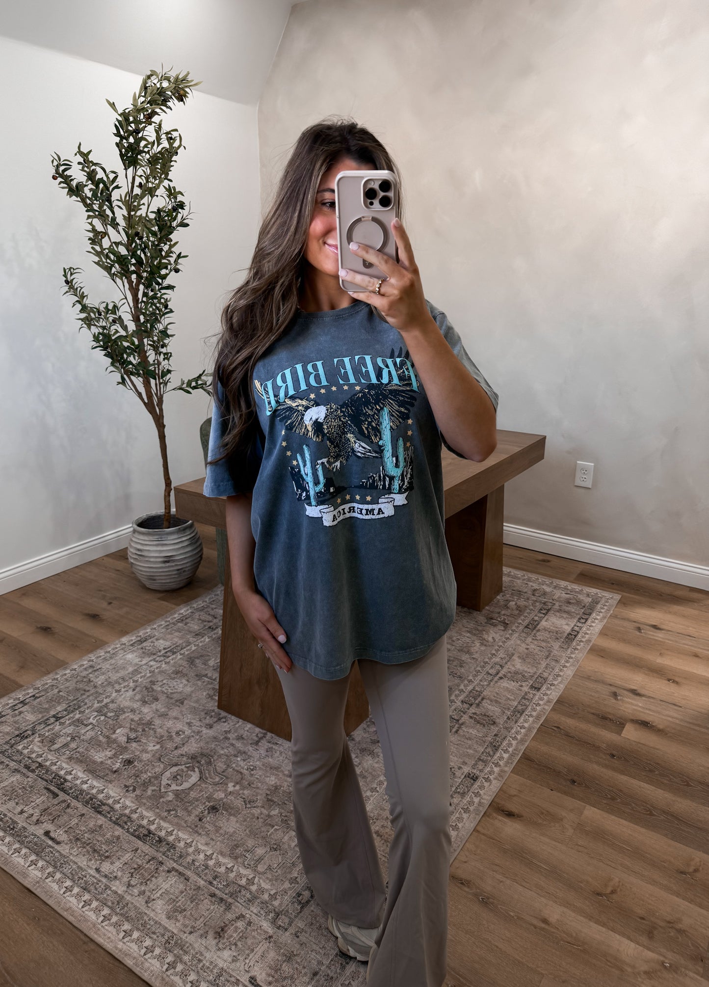 Free Bird Graphic Tee- denim