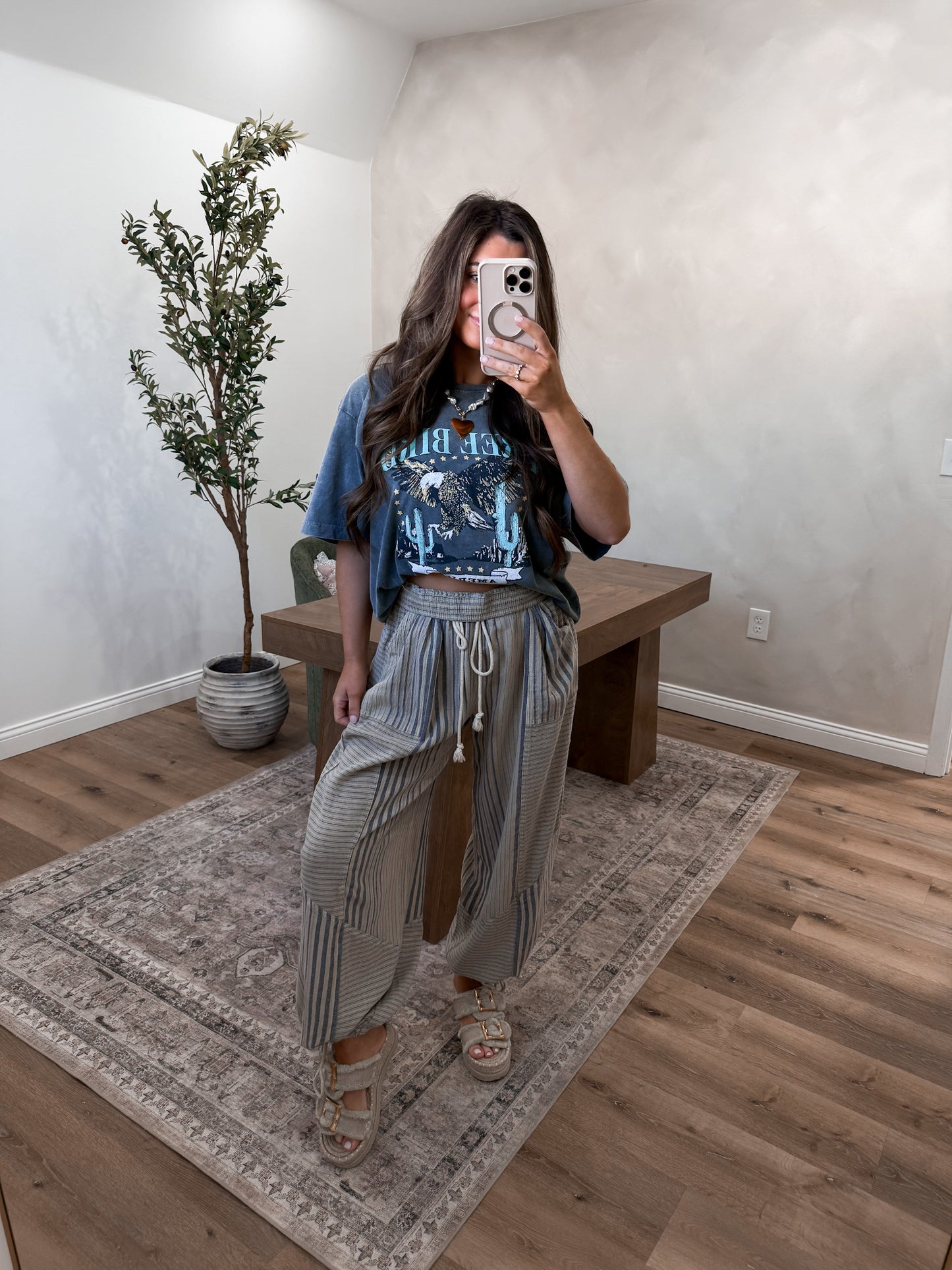 Free Bird Graphic Tee- denim