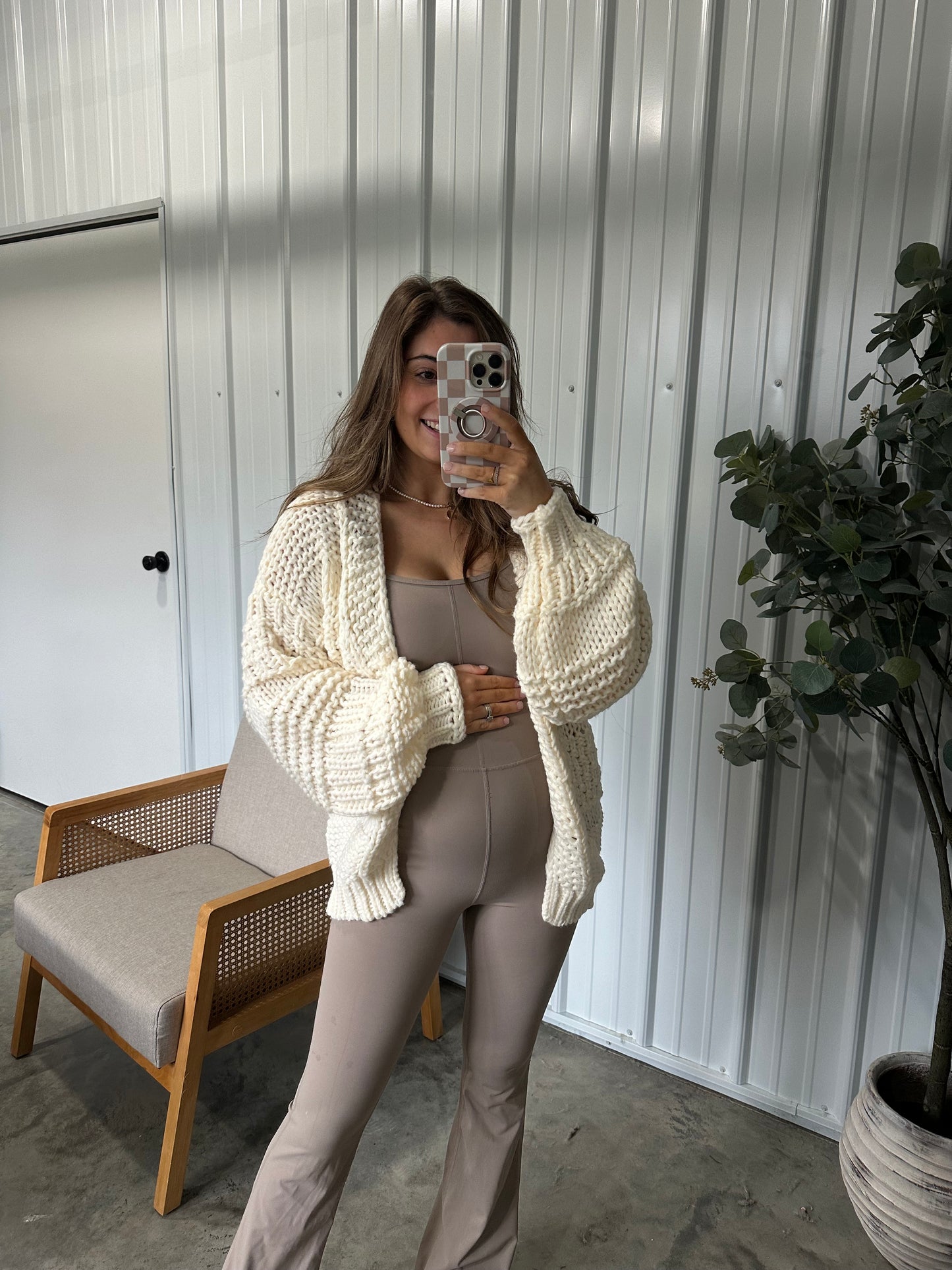 Olivia Oversized Knit Cardigan- Cream