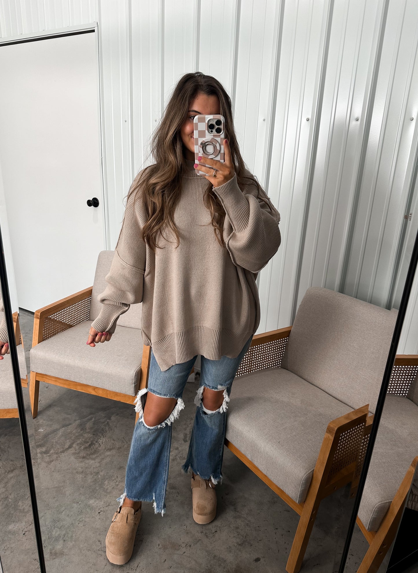 Live Freely Pullover Sweater-heather beige