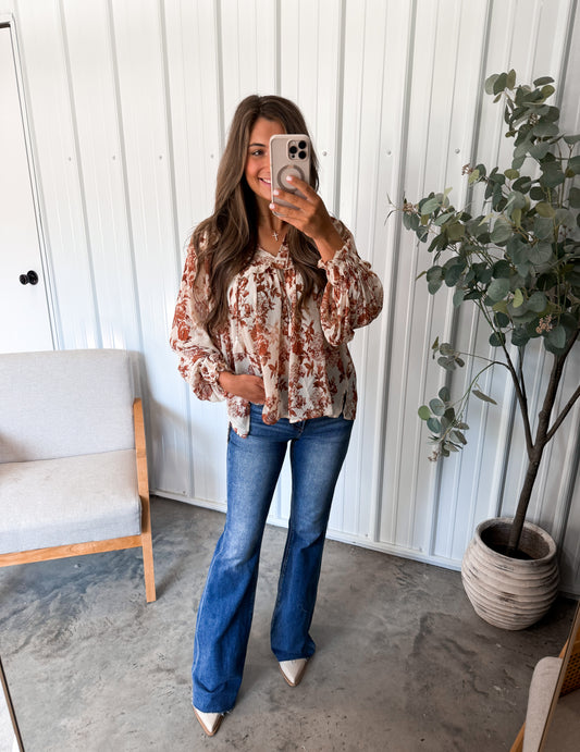 Cora Ruffle Blouse- Natural