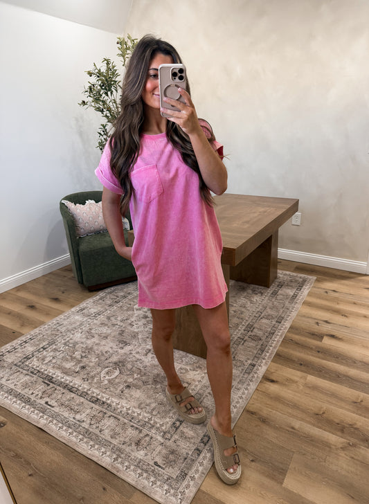 Everyday Tshirt Dress - dew pink