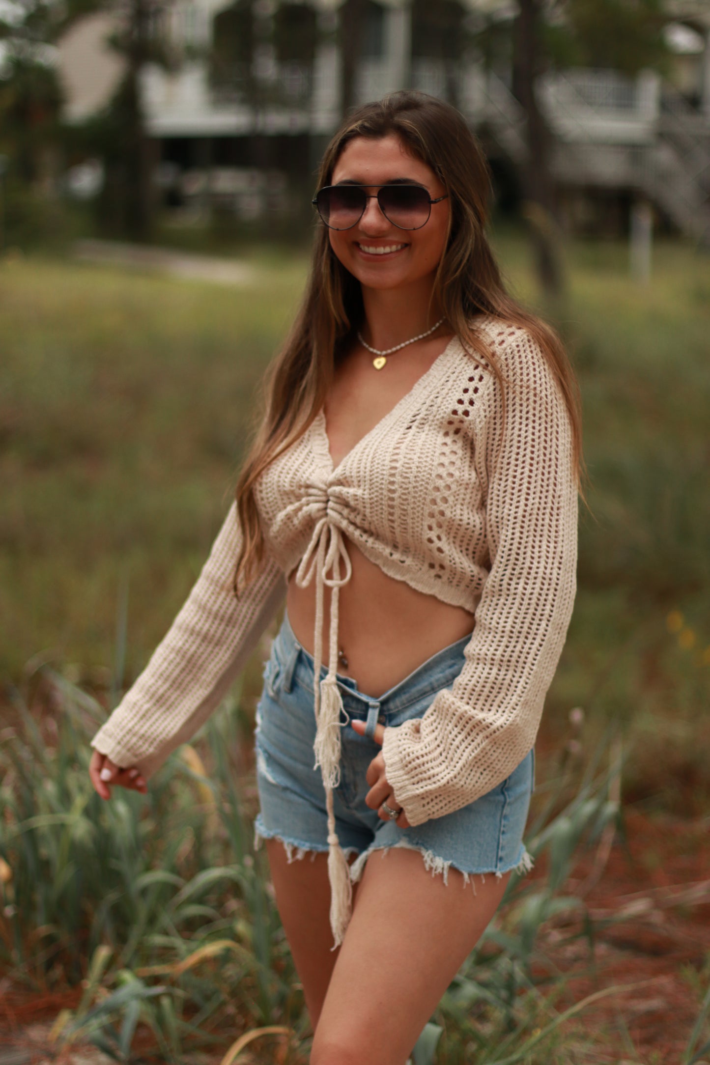 Hallie Crochet Top - natural