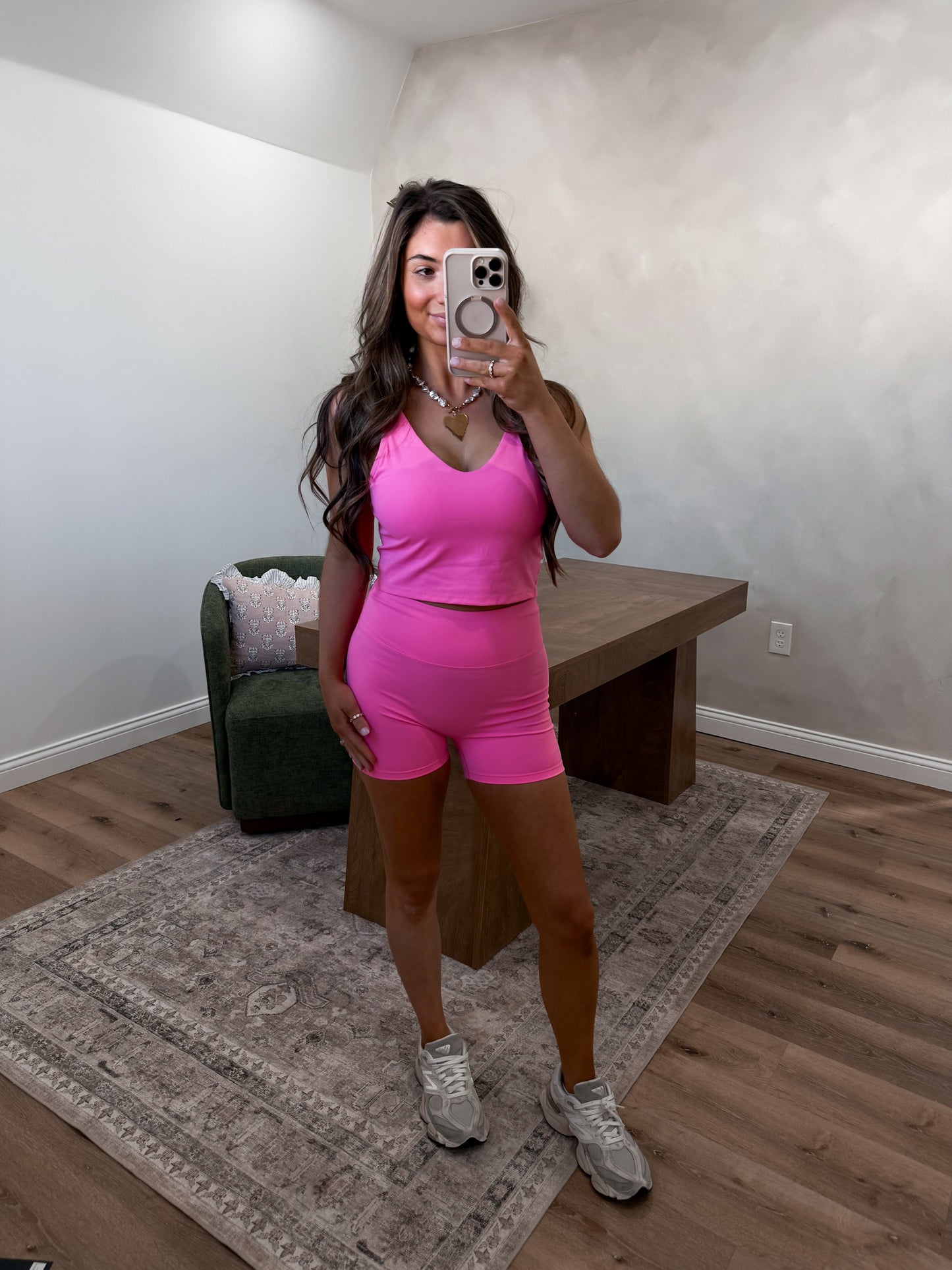 Malibu Barbie Biker Shorts Set -hot pink