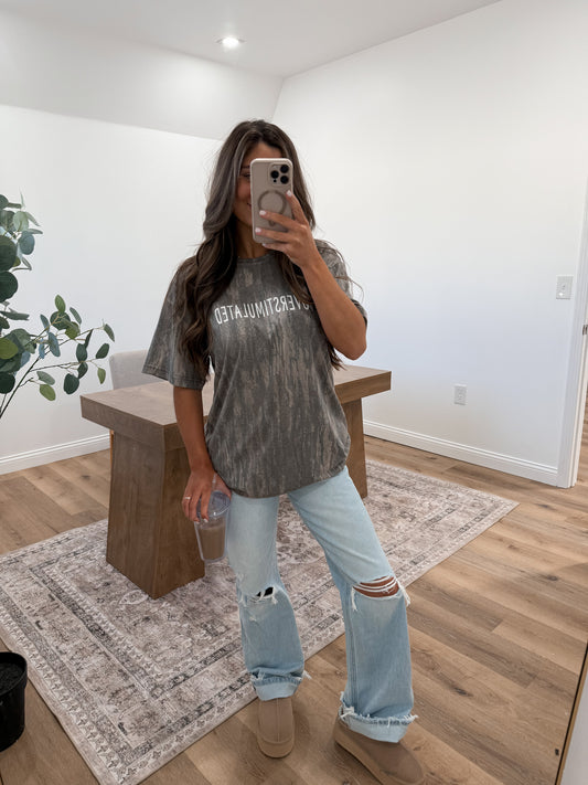 "Overstimulated" Mossy Oak Tee