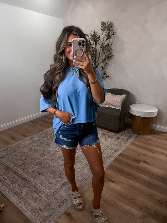 Classic Comfort Hi-Low Hacci Top - oxford blue