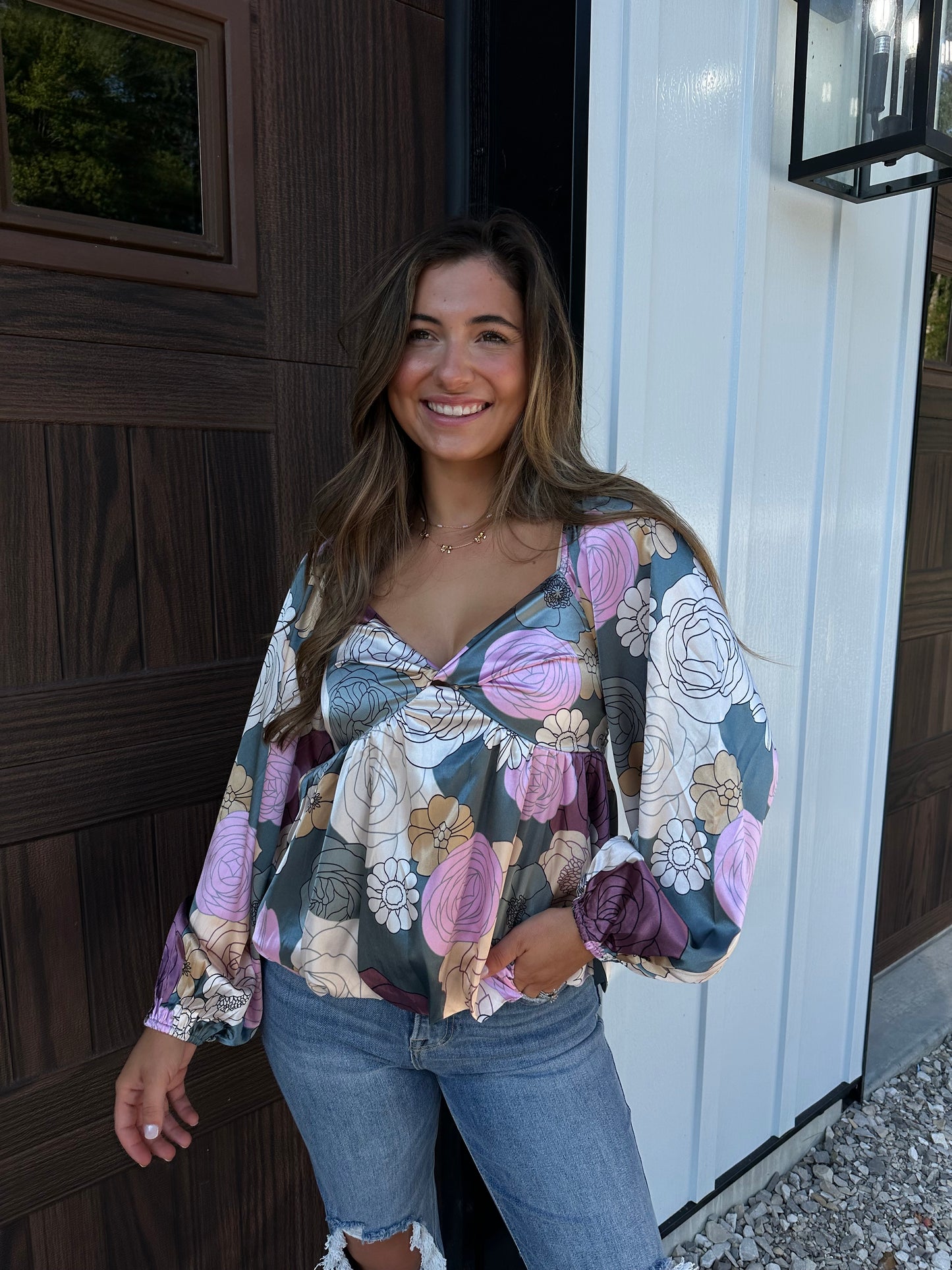 Ella Satin Floral Blouse