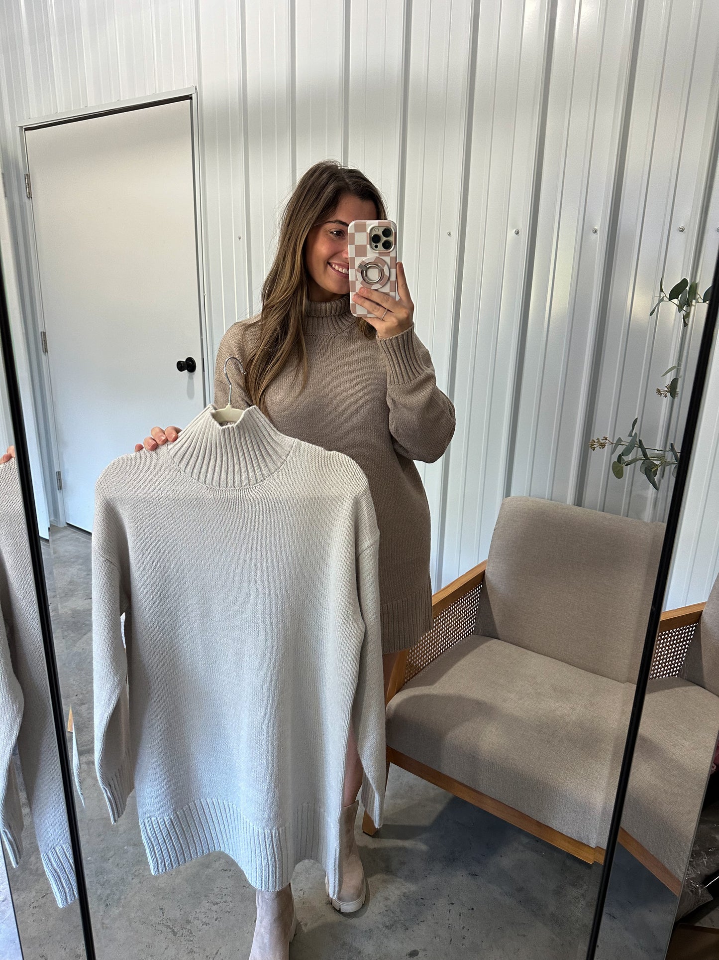 Staple Longe Sleeve Sweater Dress - 2 colors!