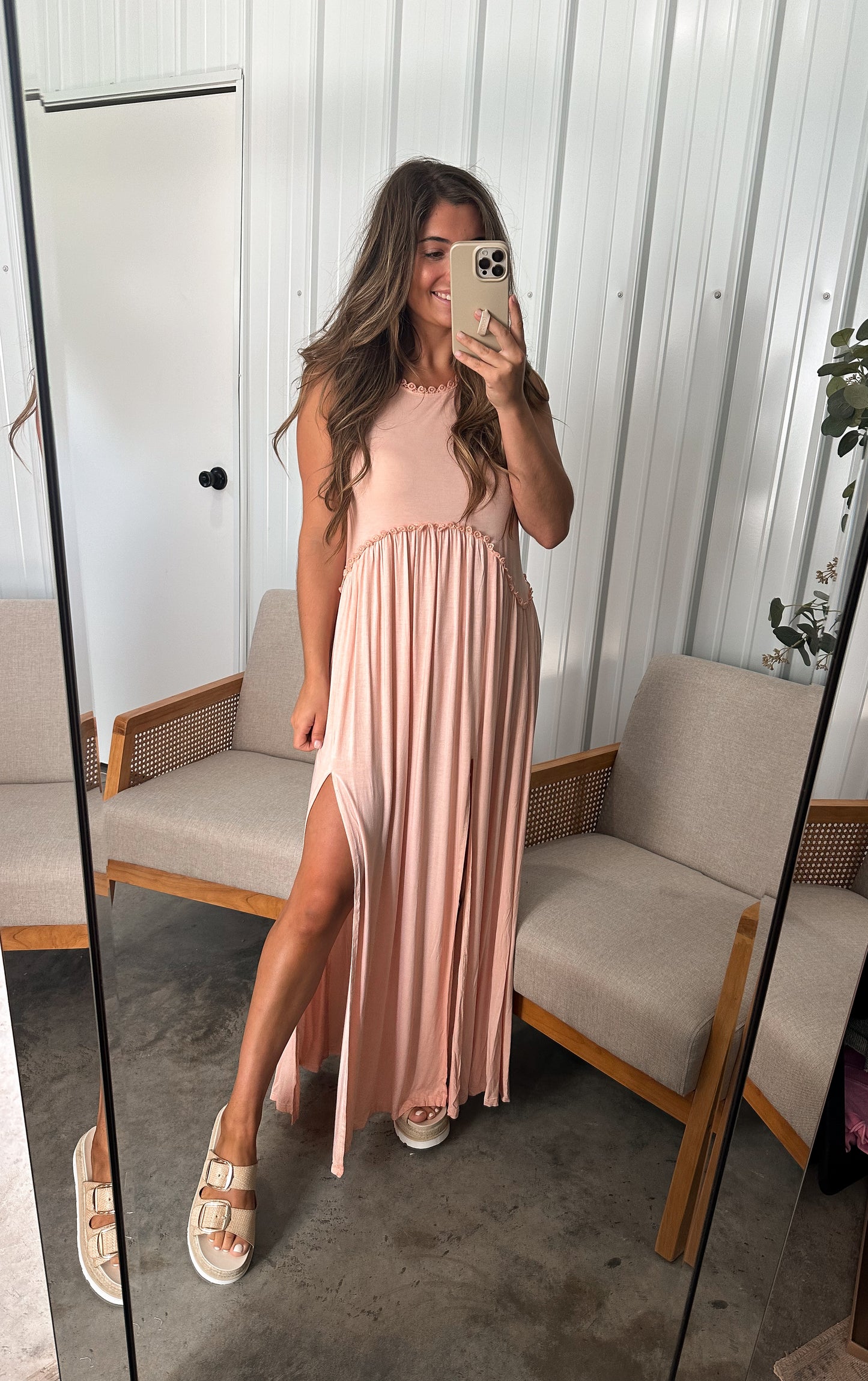 Date Night Knit Maxi - Blush *LIGHTLY LOVED*