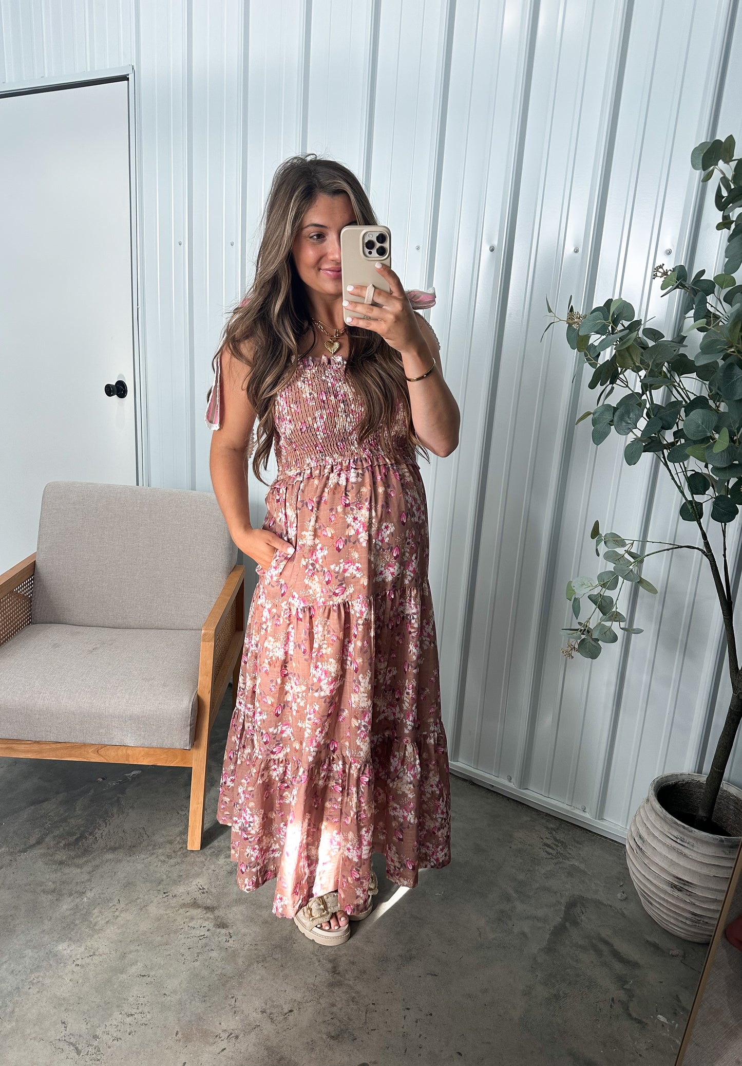 Pink Latte Floral Maxi Dress