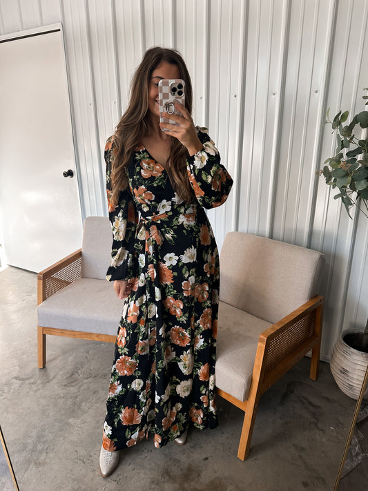 Savanna Satin Wrap Maxi Dress