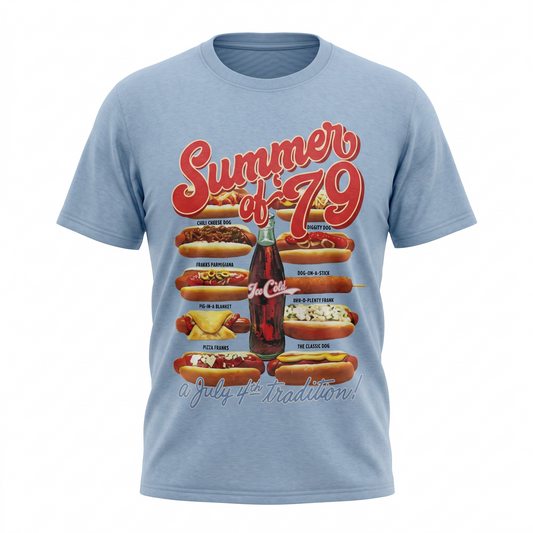 Summer of '79 Hotdogs Tee - vintage blue