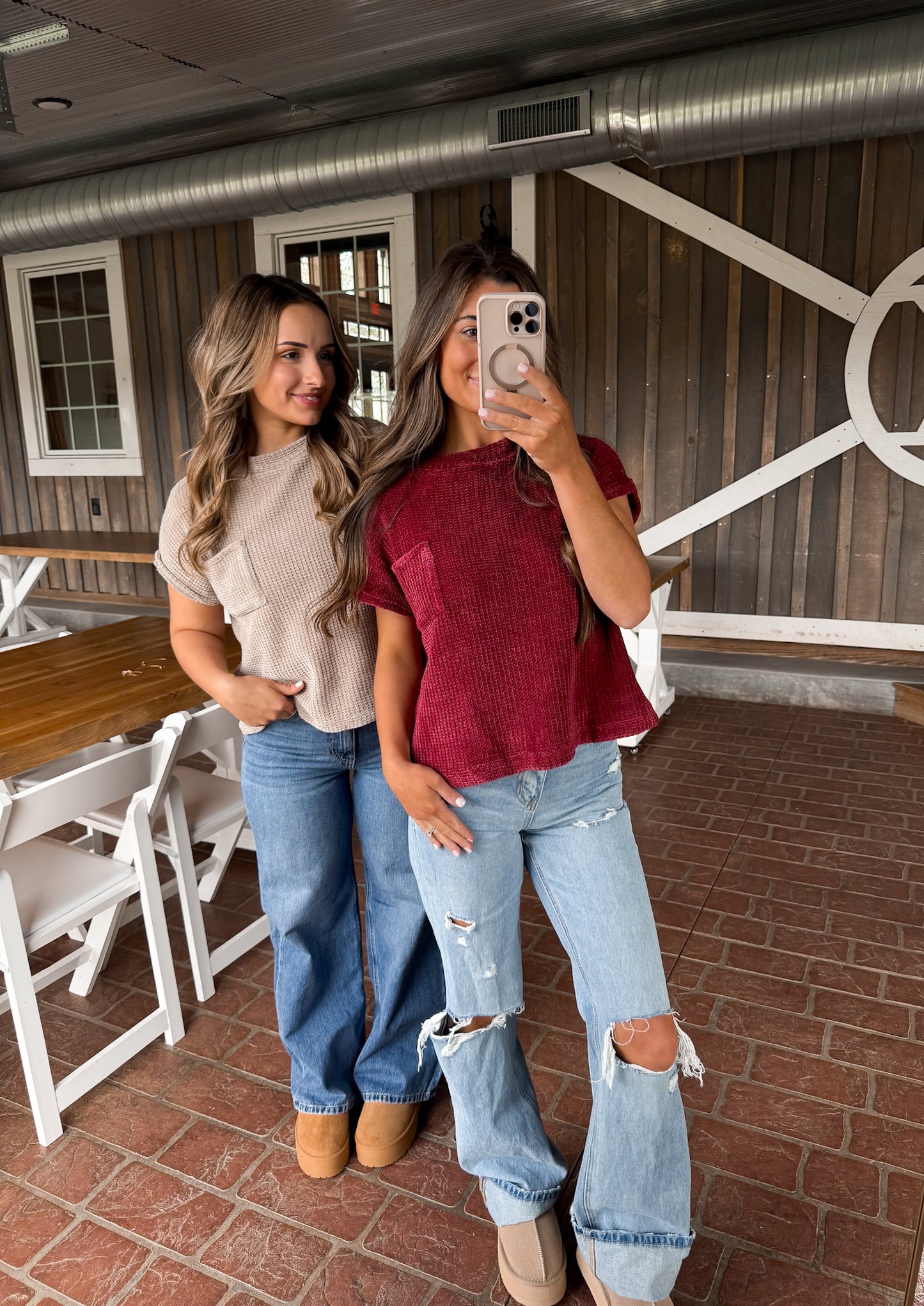 Chenille Waffle Short Sleeve Sweater- Ash Mocha DOORBUSTER