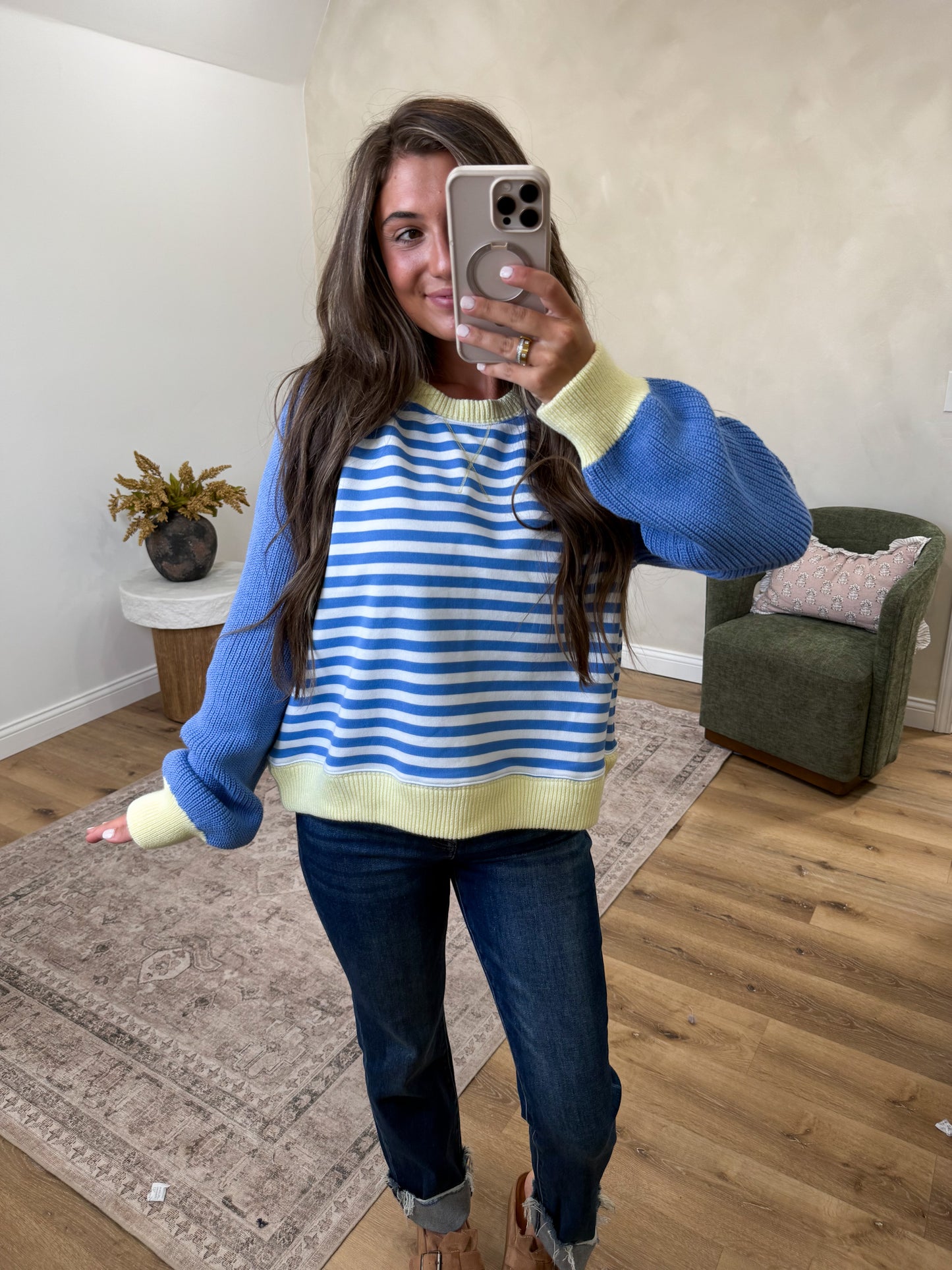 Spencer Striped Pullover - blue/white