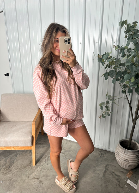 Chelsie Checkered Set - Blush Pink *restock