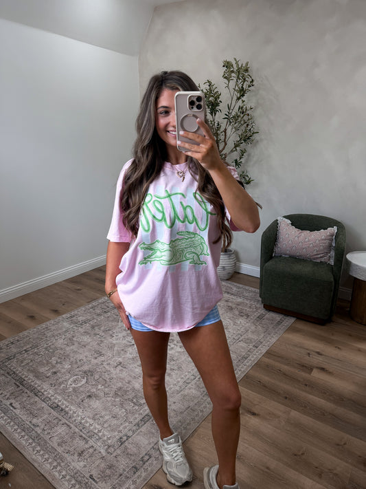 "Later" Gator Tee - pink blossom **L & XL PREORDER FOR 5/21**