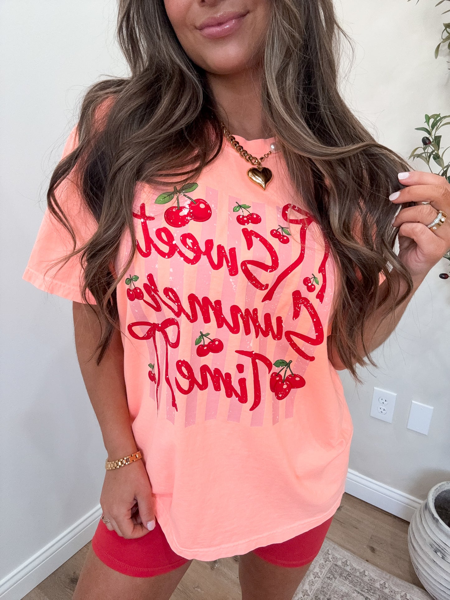 Sweet Summer Time Tee - neon coral
