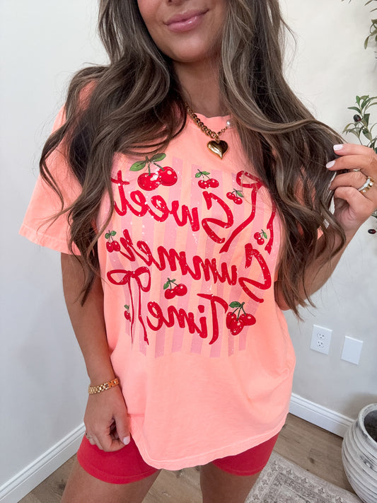 Sweet Summer Time Tee - neon coral *PREORDER FOR 5/28 ORDER INDIVIDUALLY FROM IN STOCK PRODUCTS*