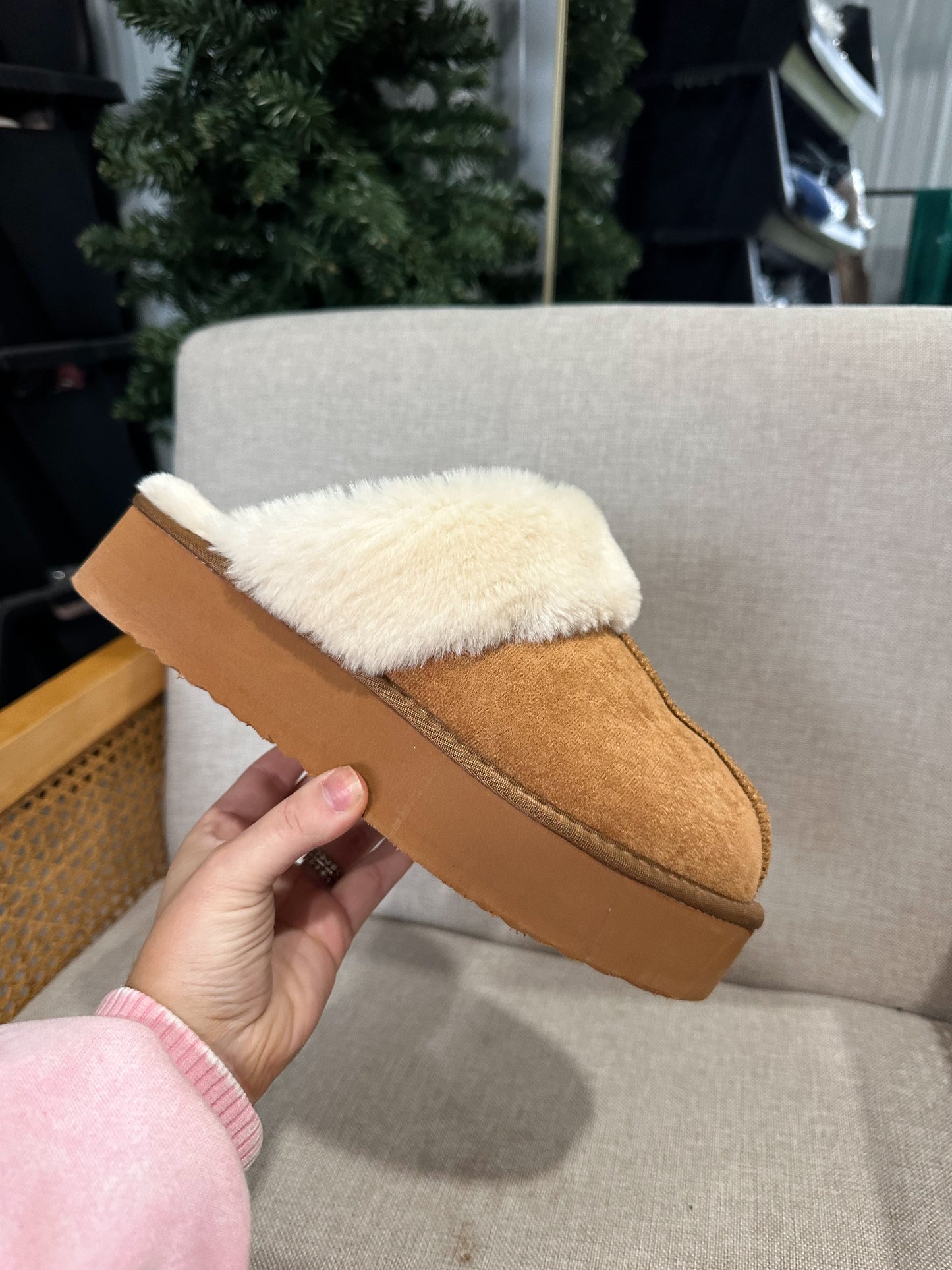 Suede Platform Slippers