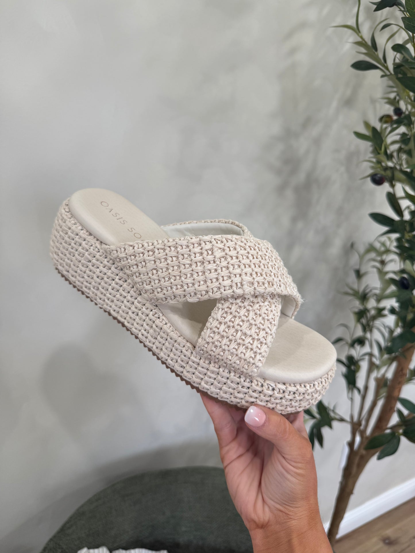 Fresno Raffia Platform Sandals - ivory