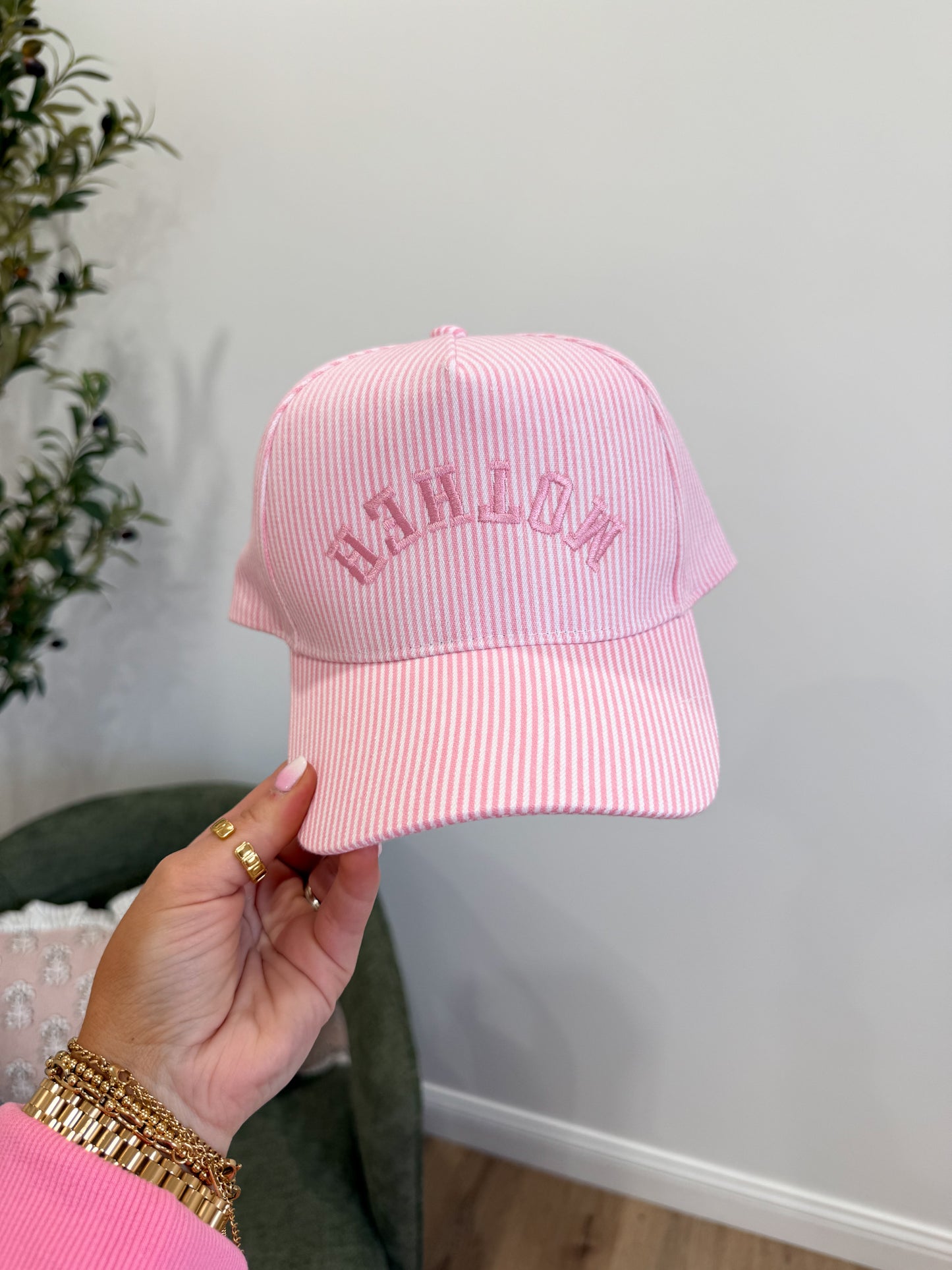 Upside Down "Mother" Embroidered Trucker Hat - pink