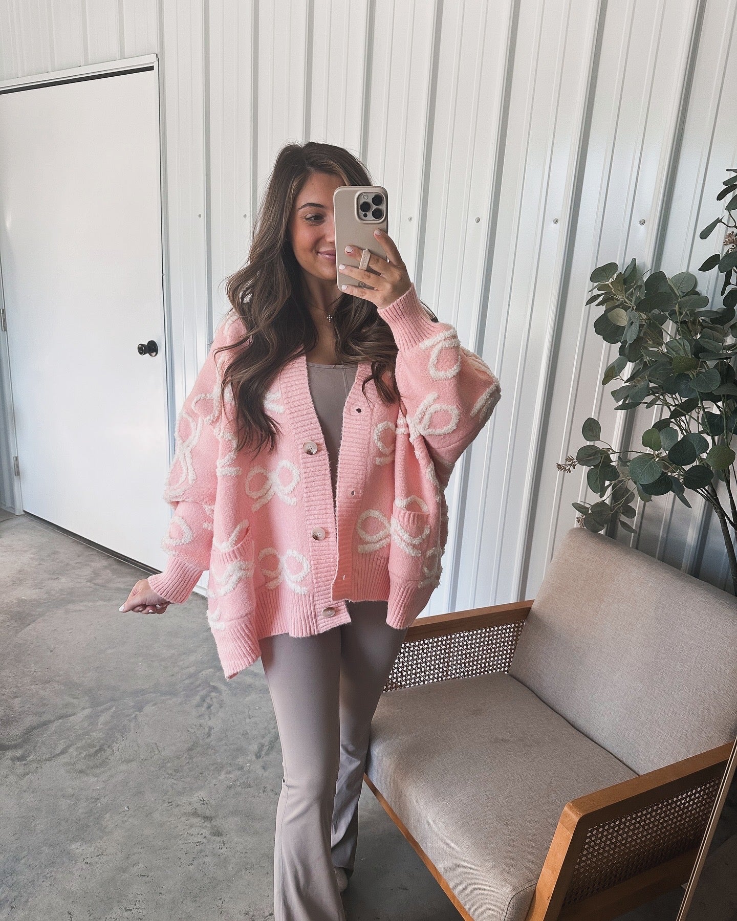 Dainty Bow Oversized Sweater- Baby Pink